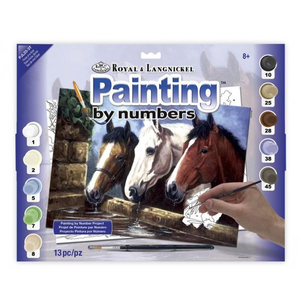 Royal & Langnickel Painting By Numbers 30x40cm 3 Stable Horses 